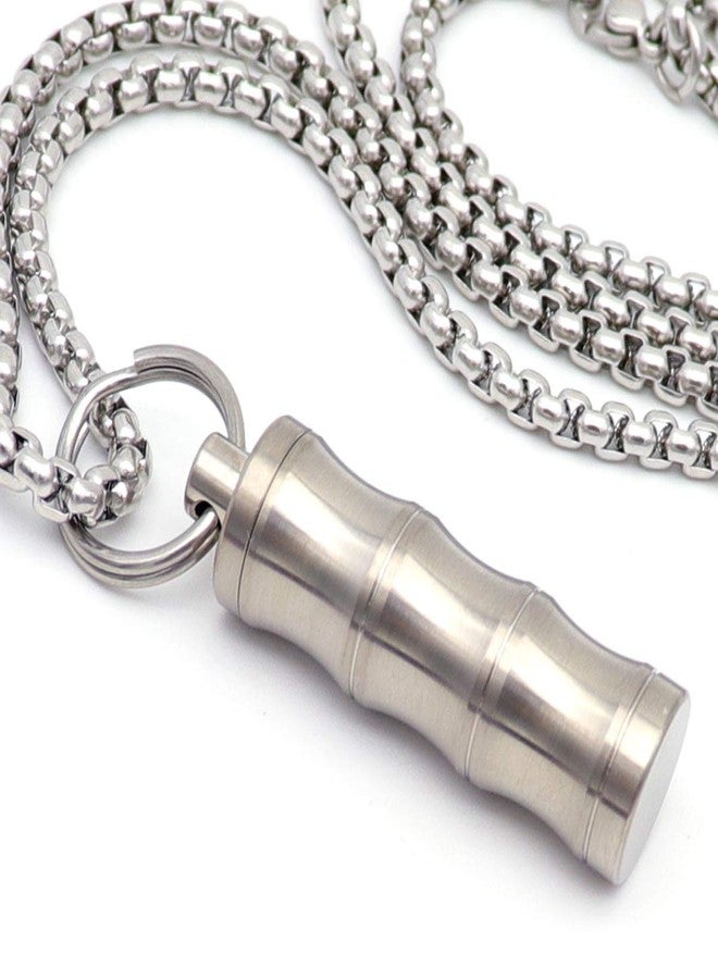 Haxtec Titanium Small Pill Box Titanium Pill Case Necklace Nitro Mini Waterproof Keychain Pill Holder Lightweight Charming Pendant Necklace Pill Container for Purse Stocking Stuffers for Women Men - Image 1